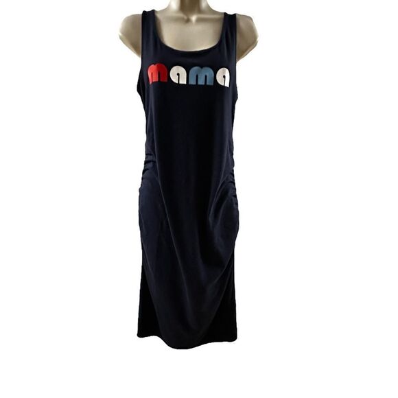 Isabel Maternity ~ Navy “Mama” Tank Dress ~ shirred side seams ~ size Medium - Picture 1 of 8